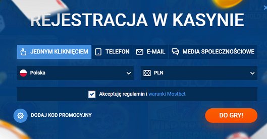 Menu rejestracji